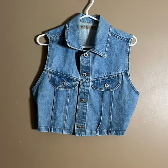 Santa Barbara clothing Jackets & Blazers - Vintage Denim Vest Collared Metal Buttons